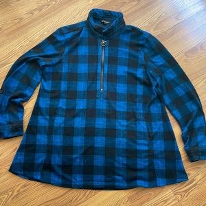 John Marc knit plaid tunic with zipper front